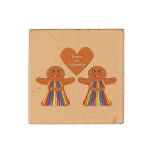 Lesbian Christmas Gingerbread Ladies Couple Stone Magnet