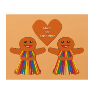 Lesbian Christmas Gingerbread Ladies Couple Wood Wall Art