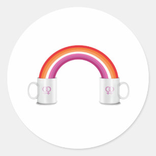 Lesbian Coffee Date Classic Round Sticker