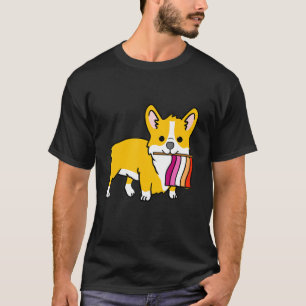 Lesbian Corgi Orange Pink Lesbian Pride T-Shirt