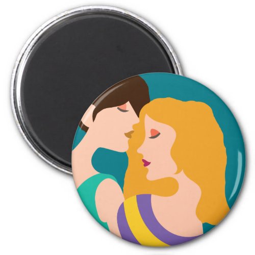 Lesbian Couple Beautiful Women in Love Drawing Magnet