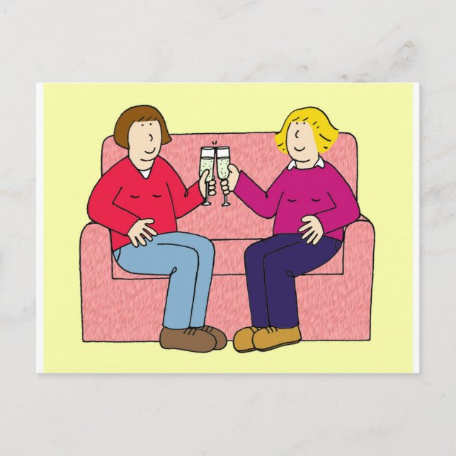 Lesbian Couple Congratulations. Postcard (Front)
