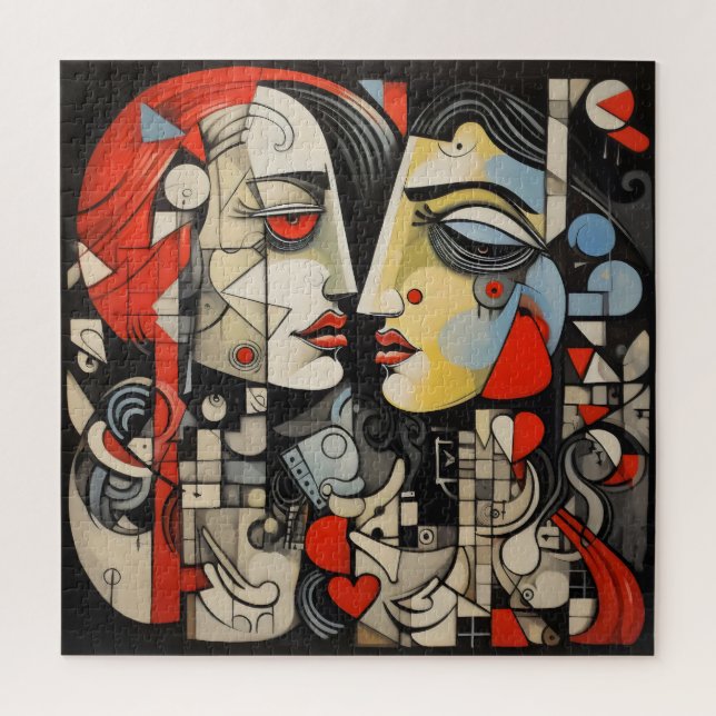 Lesbian Couple Cubism Jigsaw Puzzle (Vertical)