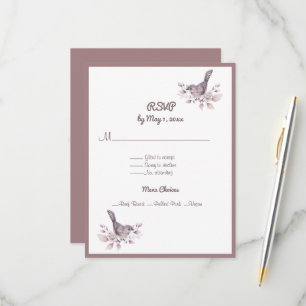 Lesbian Couple Dusty Burgundy Rose Gold Ampersand RSVP Card