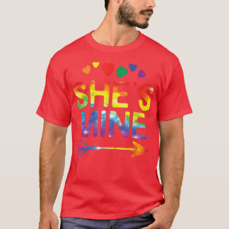 Lesbian Couple Funny She's Mine Matching LGBT Prid T-Shirt