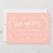 Lesbian Couple Hers and Hers Couples Shower Pink Invitation (Front)