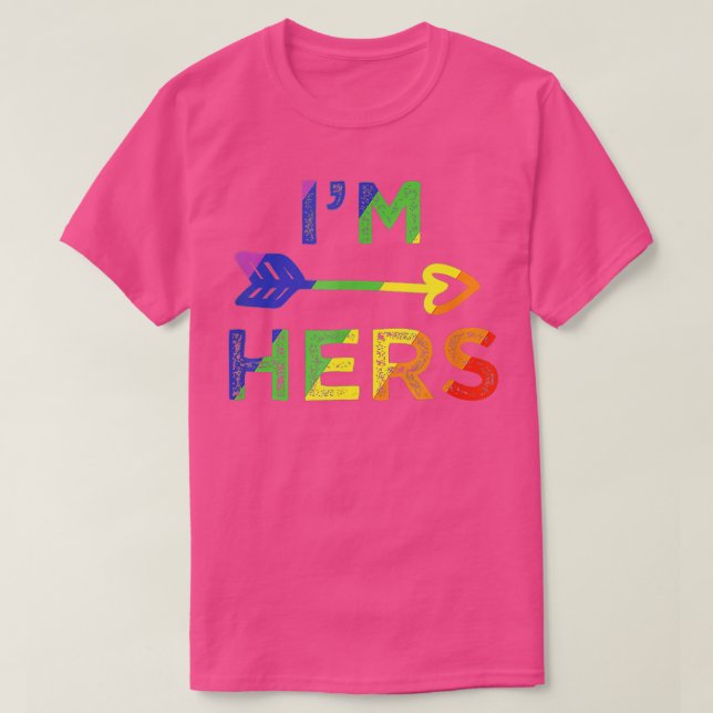 Lesbian Couple Im Hers Shes Mine Matching LGBT Pri T-Shirt (Design Front)
