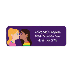 Lesbian Couple Kiss Cute Custom Return Address Label