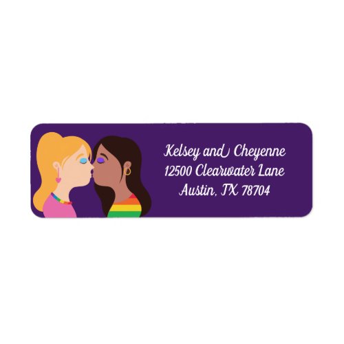 Lesbian Couple Kiss Cute Custom Return Address Label