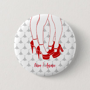 Lesbian couple kissing on Valentine’s Day Button