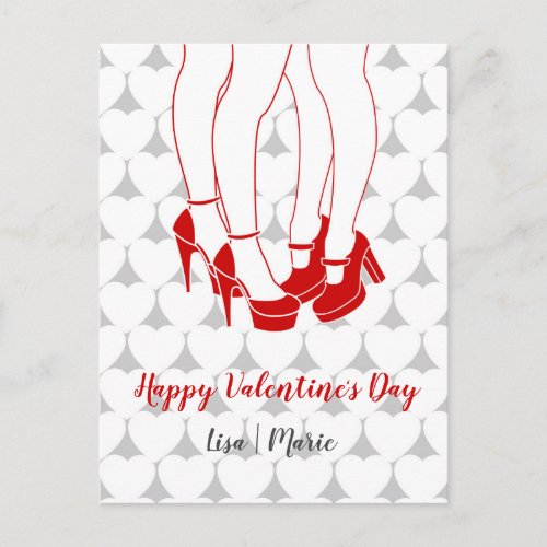 Lesbian couple kissing on Valentineâs Day Postcard