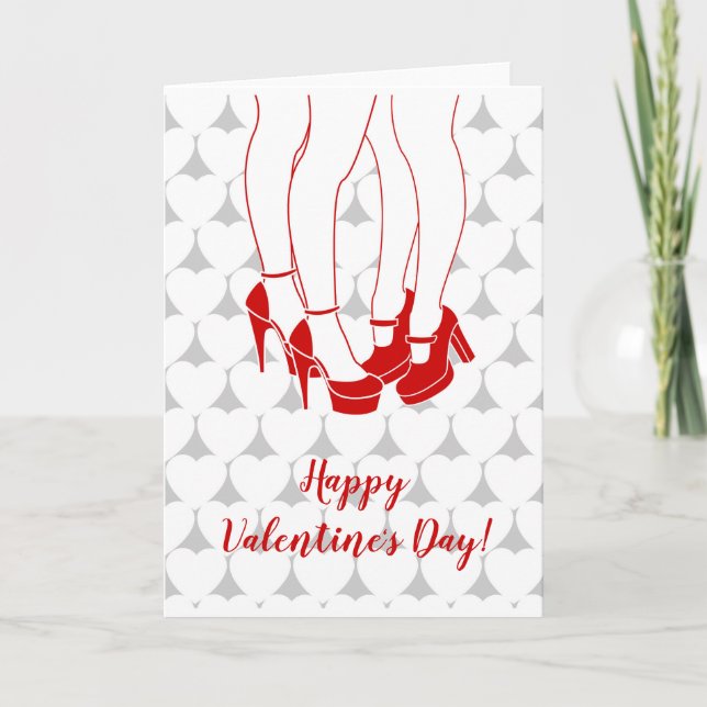 Lesbian couple kissing  on Valentine's Day Holiday Card (Front)