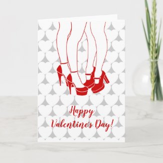 Lesbian couple kissing Valentine's Day Holiday Card