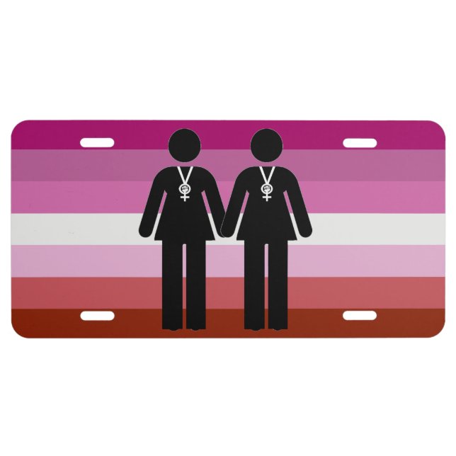 Lesbian Couple Lesbian Pride Flag LGBTQ+ License Plate (Front)