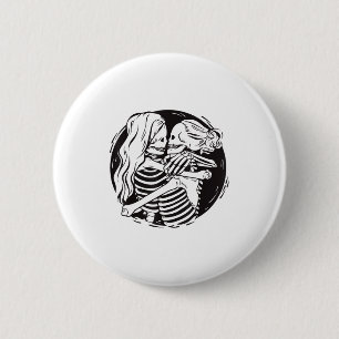 Lesbian Couple Lgbtq Pride Skeletons Kissing Valen Button