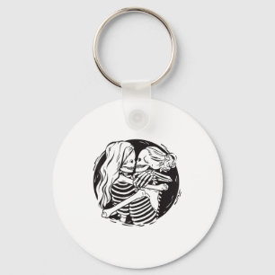 Lesbian Couple Lgbtq Pride Skeletons Kissing Valen Keychain