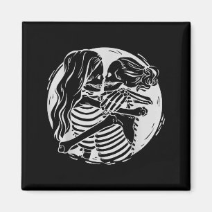 Lesbian Couple Lgbtq Pride Skeletons Kissing Valen Magnet