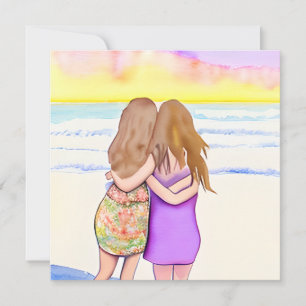 Lesbian Couple on Beach Wedding Invitation