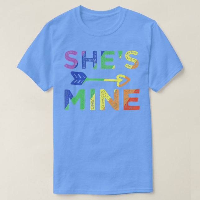 Lesbian Couple s Shes Mine Matching LGB Pride  T-Shirt (Design Front)