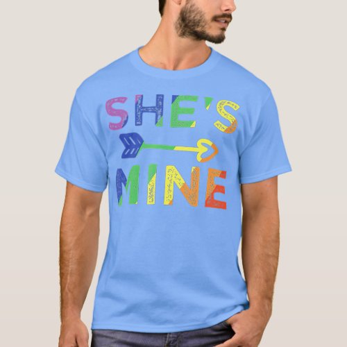 Lesbian Couple s Shes Mine Matching LGB Pride  T_Shirt