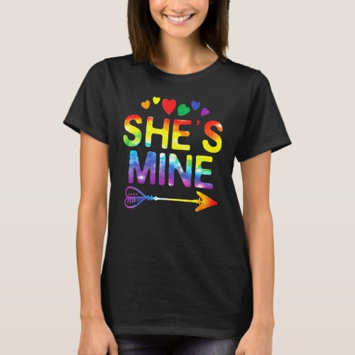 Lesbian Couple Shes Mine Matching Lgbt Pride  2 T_Shirt