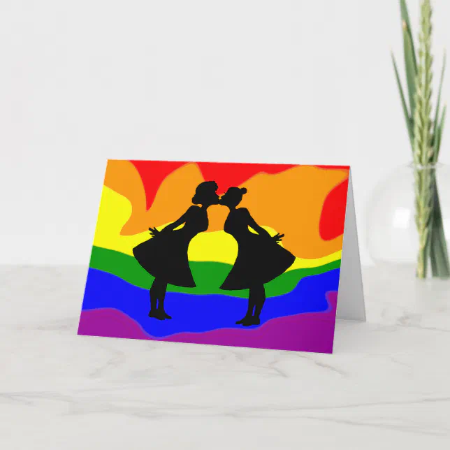 Lesbian Couple Silhouette Birthday Greeting Card Zazzle 