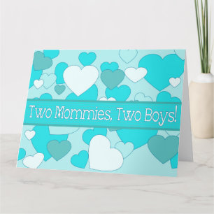 Lesbian Couple Twin Boys congratulations Card
