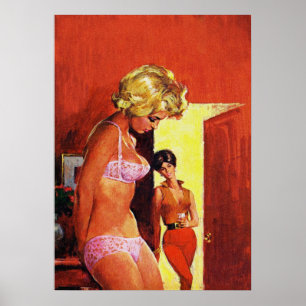 Lesbian Couple Vintage Pulp Magazine Covever art Poster