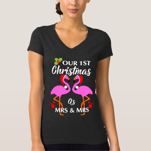 Lesbian Couples First Christmas As Mr  Mrs T_Shirt