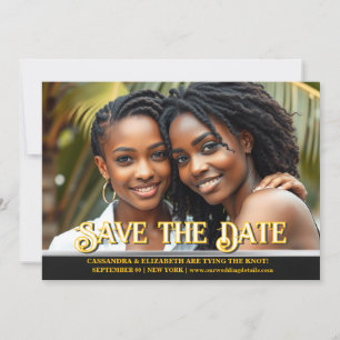 Lesbian couples wedding announcement photo gay