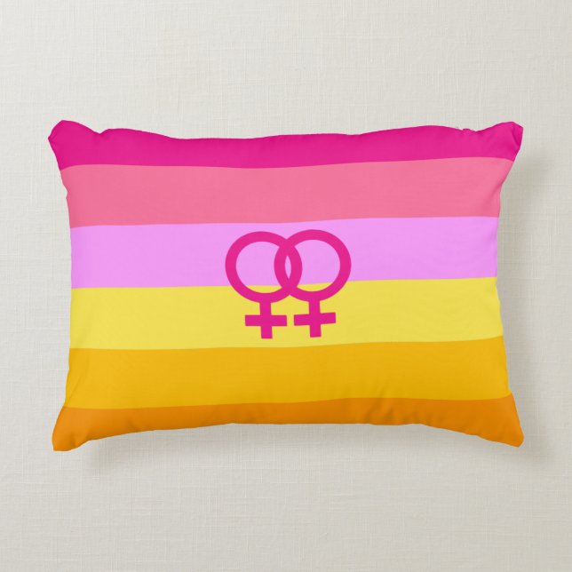 Lesbian Dawn Pride WLW Accent Pillow (Front)