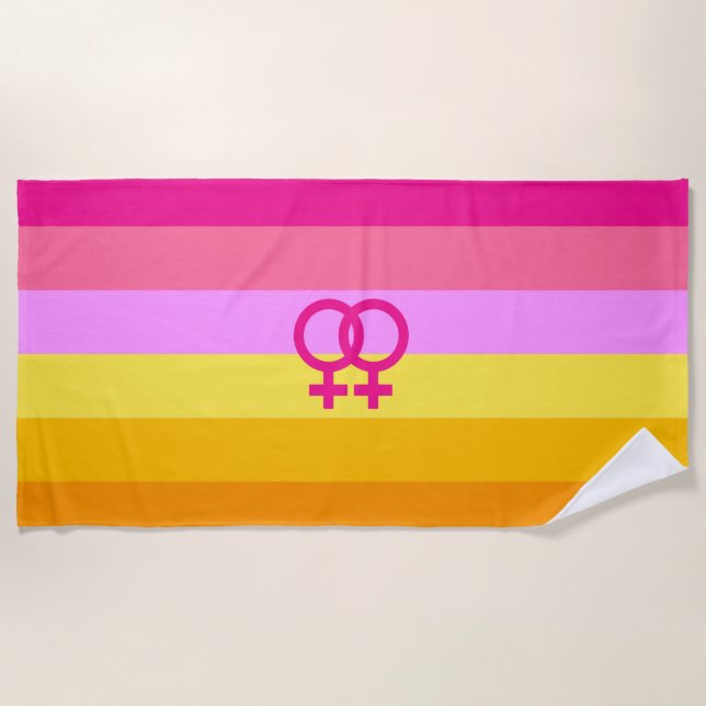 Lesbian Dawn Pride WLW Beach Towel (Front)