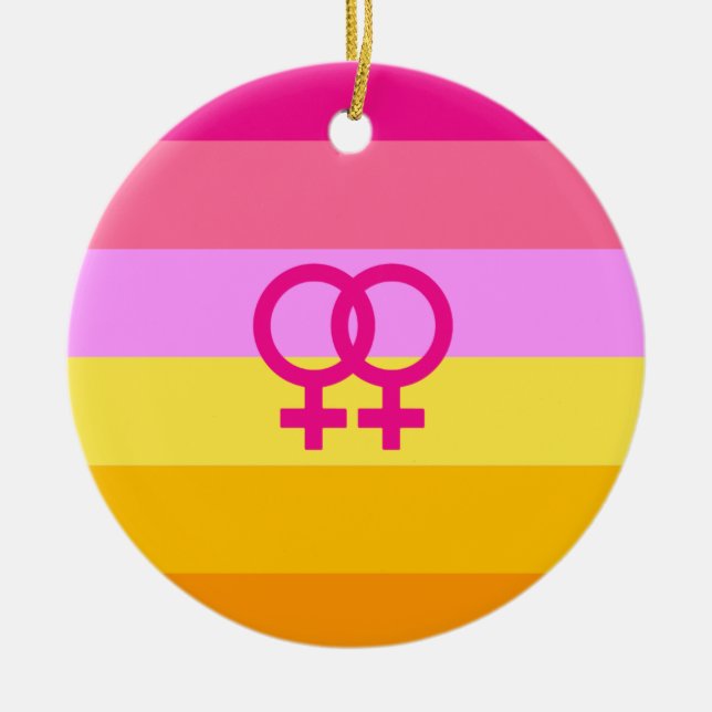 Lesbian Dawn Pride WLW Ceramic Ornament (Front)