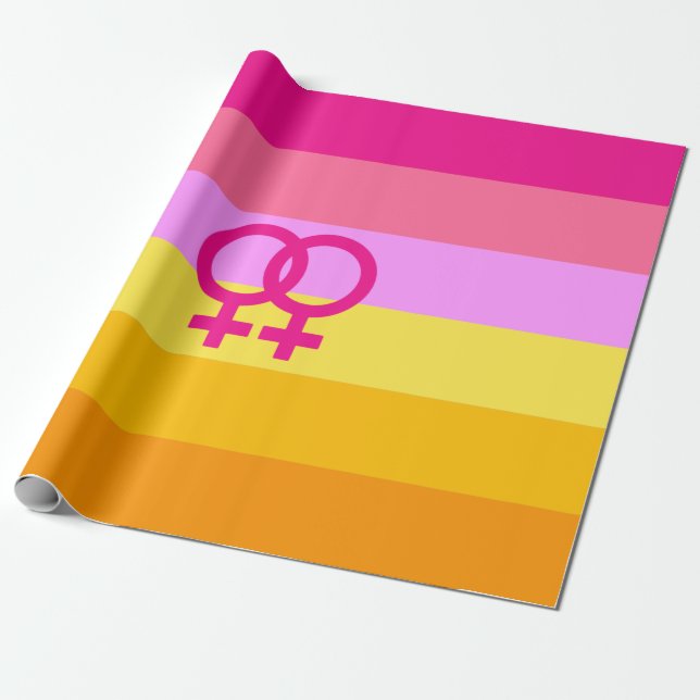Lesbian Dawn Pride WLW Wrapping Paper (Unrolled)