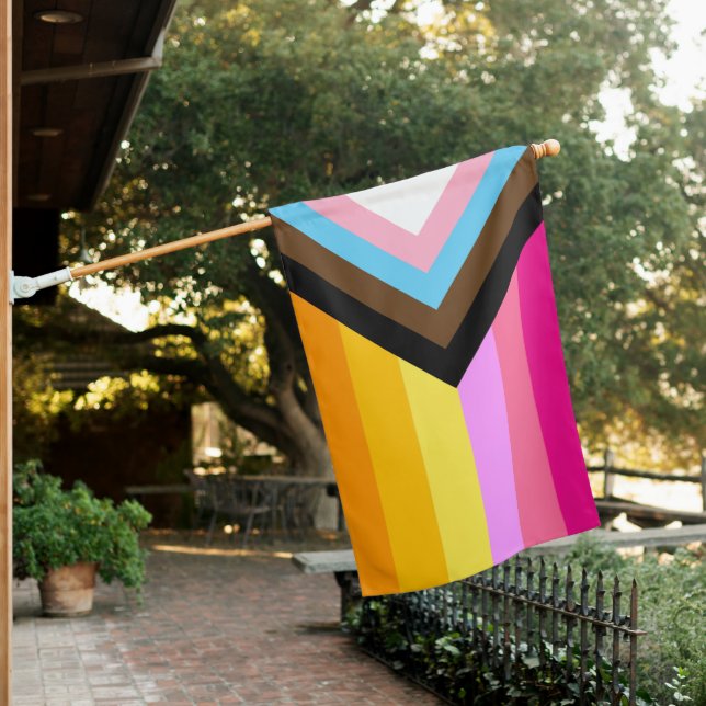 Lesbian (Dawn) Progress Pride House Flag (In SItu)