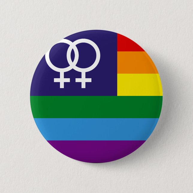 Lesbian Double Venus Rainbow Pride Button (Front)