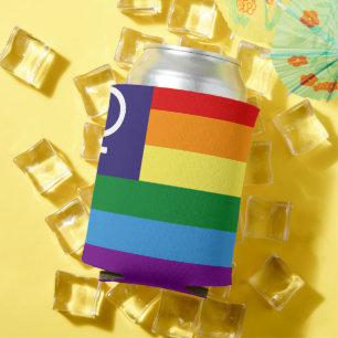 Lesbian Double Venus Rainbow Pride Can Cooler