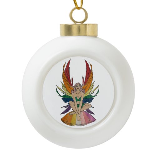 Lesbian Faerie  Ceramic Ball Christmas Ornament