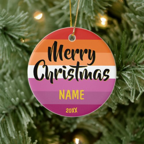 Lesbian Flag 2018 Personalized Christmas Ceramic Ornament