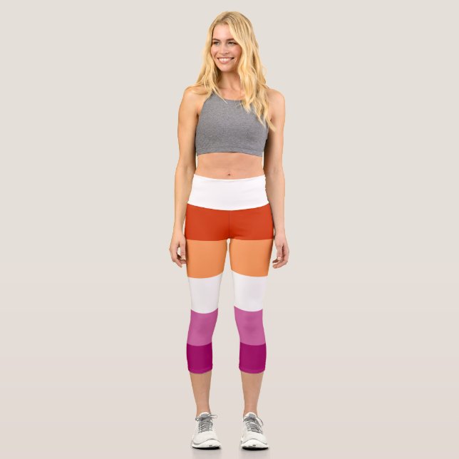 Lesbian Flag Capri Leggings (Front)