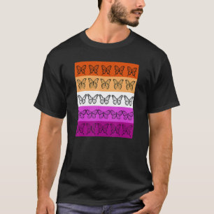 Lesbian Flag Color Butterfly Subtle Sapphic Pride T-Shirt
