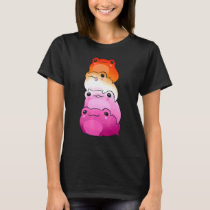 Lesbian Flag Color Frog Subtle Lgbtq Sapphic Pride T-Shirt
