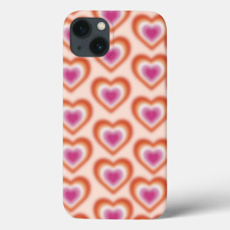 Lesbian flag colors with blurred heart iPhone 13 case