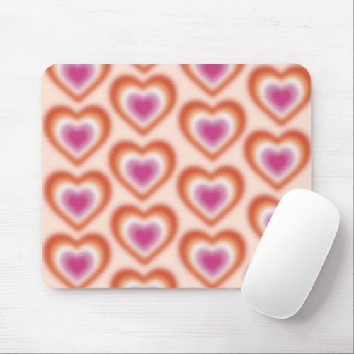 Lesbian flag colors with blurred heart mouse pad