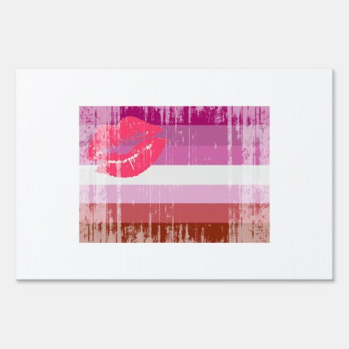 LESBIAN FLAG DISTRESSED SIGN