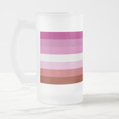 Lesbian Flag Frosted Glass Beer Mug