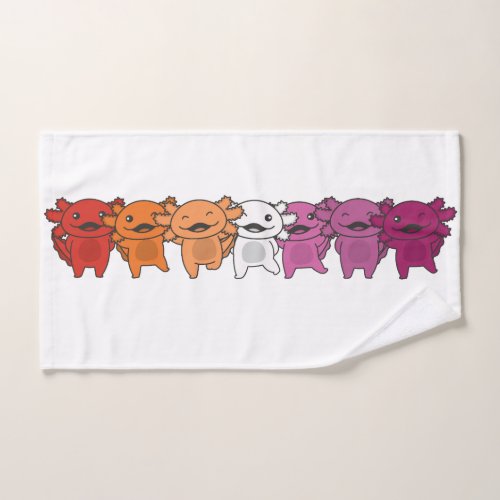 Lesbian Flag Gay Pride Lgbtq Axolotl Hand Towel