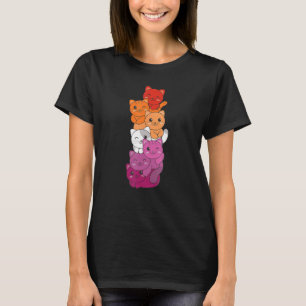 Lesbian Flag Gay Pride LGBTQ Cats Cute Lesbian Cat T-Shirt