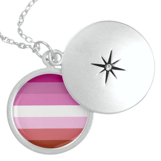 Lesbian Flag Locket Necklace (Front)