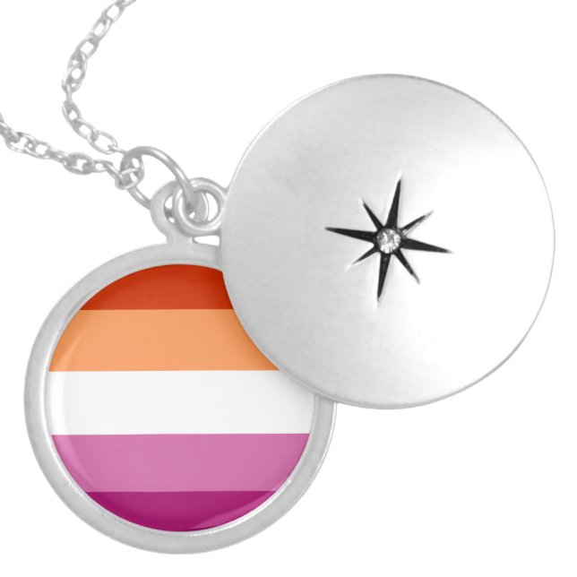 Lesbian Flag Locket Necklace (Front)